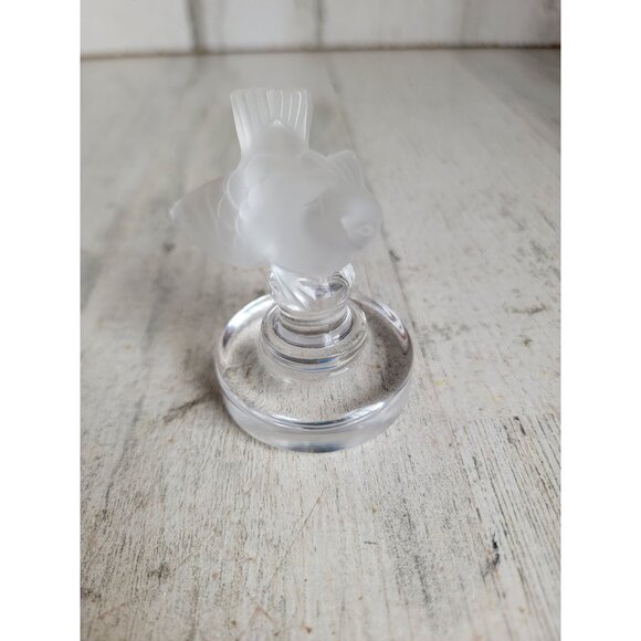 Lalique Crystal frosted bird night Gale Sparrow vintage home decor figure - Picture 2 of 7